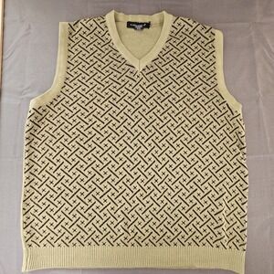 A. Adams & Spire v-neck sweater vest tan/black Size LG